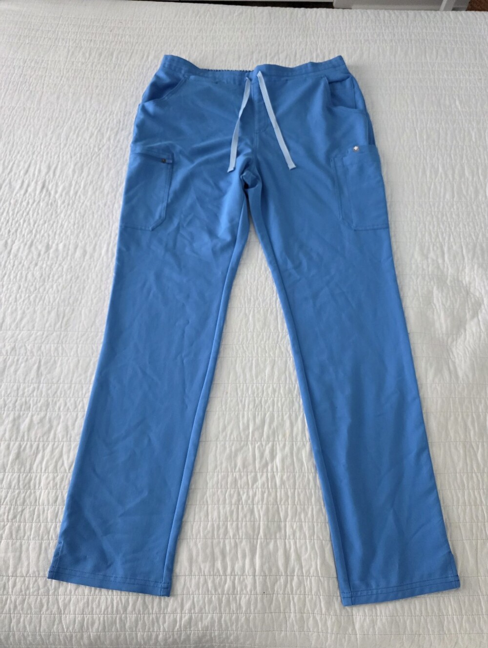 Figs Pants Womans LT Bright Blue Drawstring Cargo Joggers